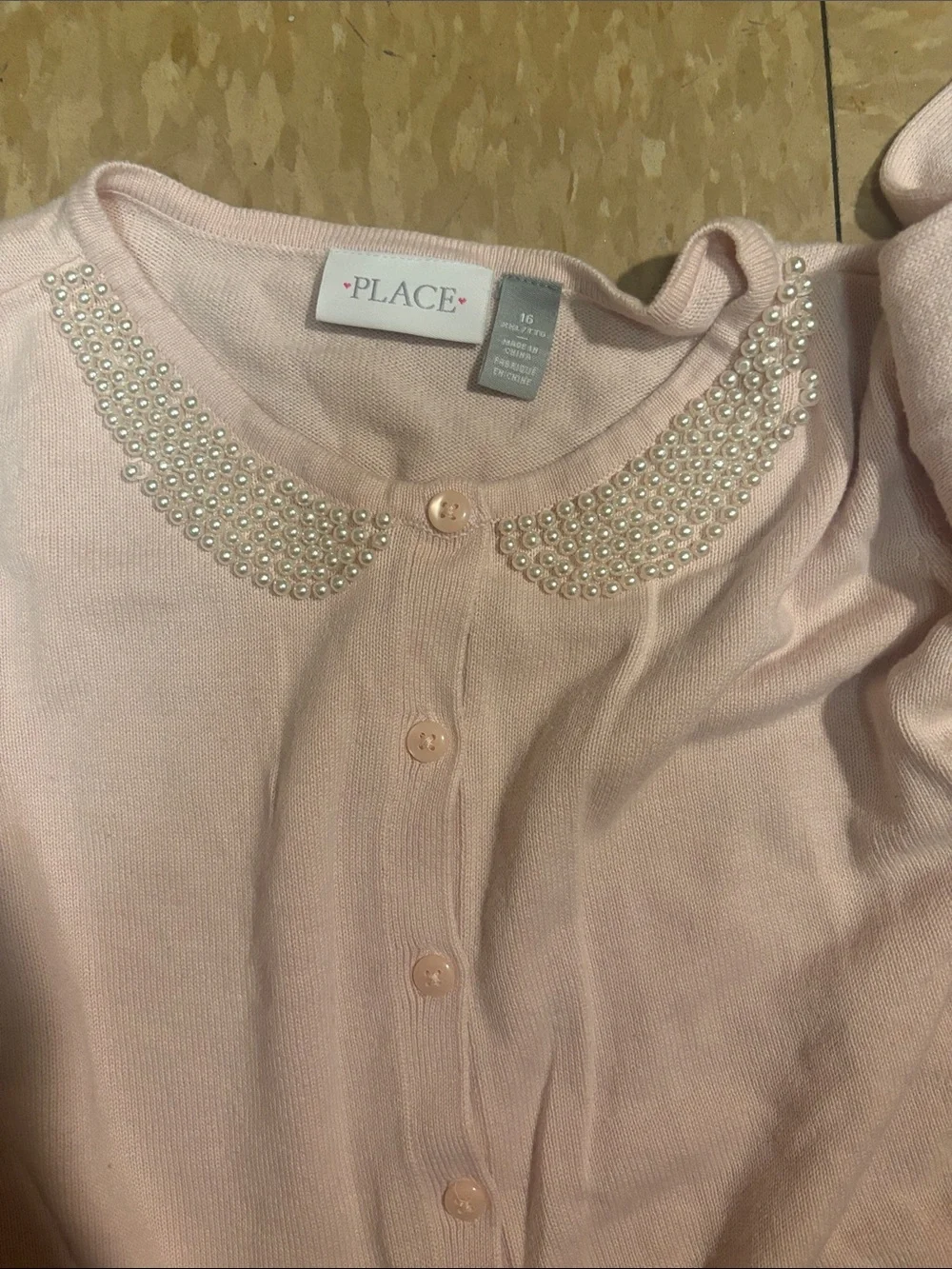 The Children's Place Light Pink Cardigan with Beaded Collar